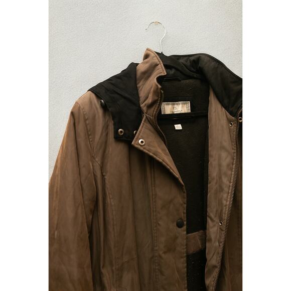 Vintage F.S. Limited Brown Waxed Nylon Parka – Men’s Large – Fleece-Lined Coat - Picture 4 of 5